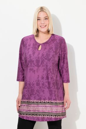 Tonal Border Pop Stretch Knit Tunic