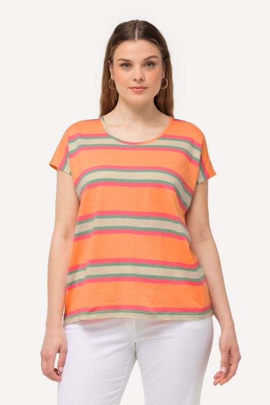 Mixed Stripe Cap Sleeve Tee