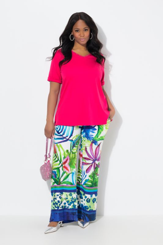 Floral Print Elastic Waist Satin Pants