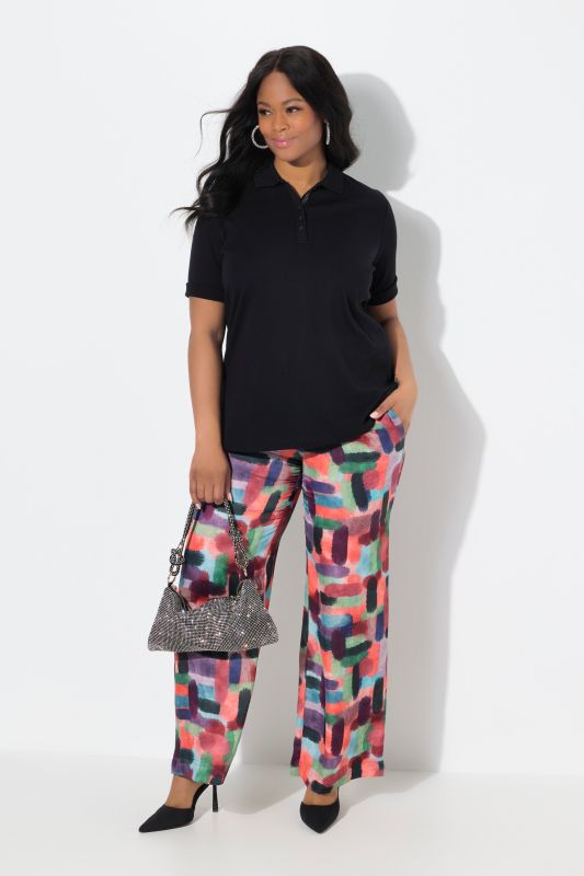 Abstract Print Elastic Waist Satin Pants