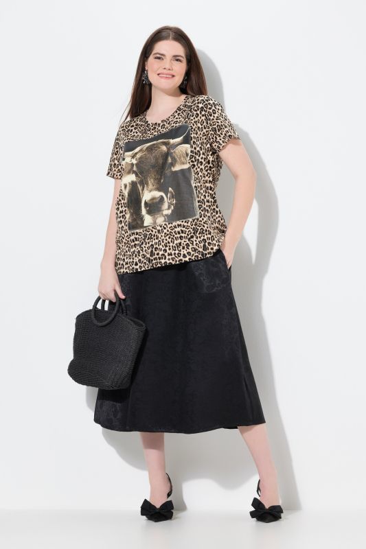 Jacquard Elastic Waist Skirt