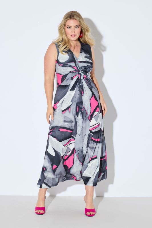 Abstract Print Sleeveless Jersey Maxi Dress