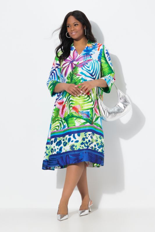 Satin Leaf Print Dress