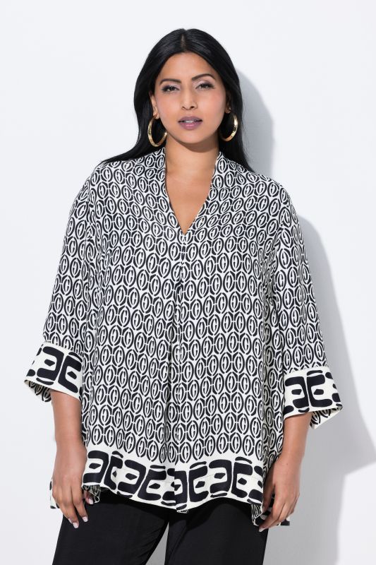 Geometric Print 3/4 Sleeve Blouse
