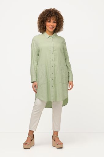 Extra Long Button Down Tunic Blouse