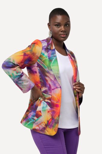 Abstract Print Long Sleeve Blazer