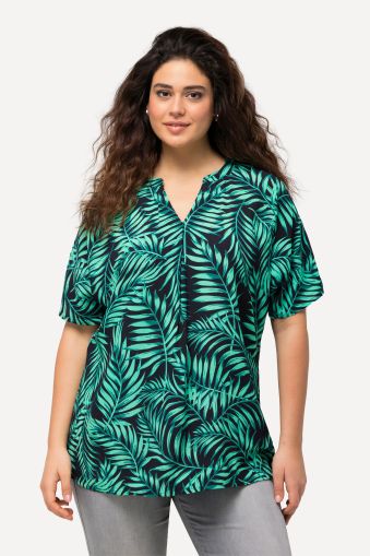 Palm Leaf Short Sleeve Blouse