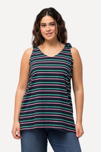 Striped A-Line Ribbon Tie Tank