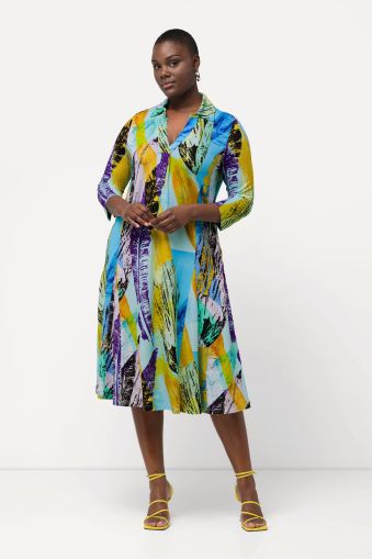 Tropical Print Sleeveless Slinky Dress