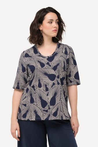 Abstract Leaf Print Short Sleeve Tee