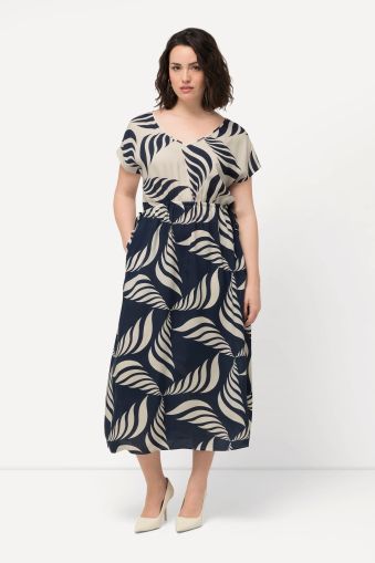 Geometric Print Cap Sleeve Dress
