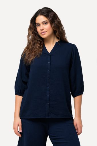 Muslin Button Down 3/4 Sleeve Blouse