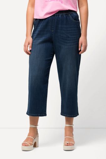 Denim Look Elastic Waist Lyocell Culottes