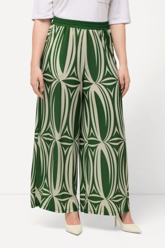 Geometric Print Elastic Waist Jersey Culottes