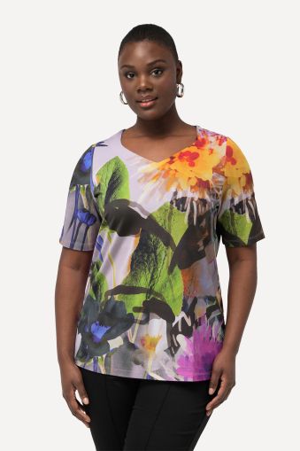 Блуза с принт на тропически листа