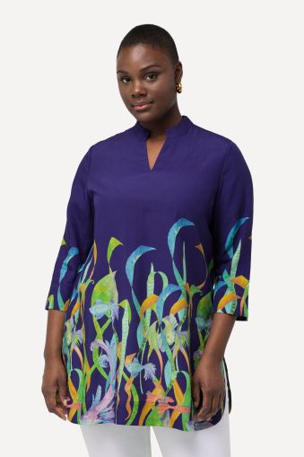 Underwater Motif 3/4 Sleeve Lyocell Tunic