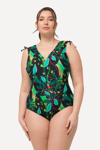 Colorful Leaf Print One Piece Swimsuit