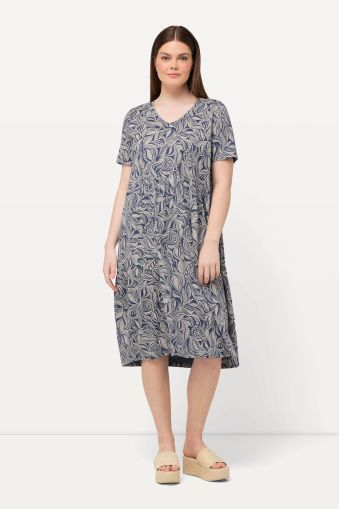 Eco Cotton Leaf Print Short Sleeve Dress