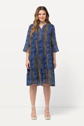 Tiered Mixed Gradient  Midi Dress