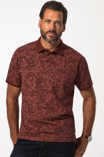 Polo shirt, short sleeve, piqué, floral pattern, up to 8 XL