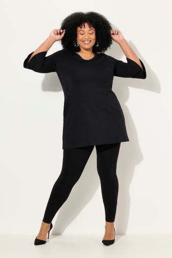 V-Neck Tulip Sleeve Knit A-line Pocket Tunic