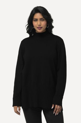 Long Sleeve Mock Turtleneck Ribbed Knit Sweater