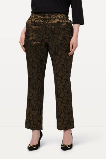 Textured Floral Straight Leg Cigarette Pants