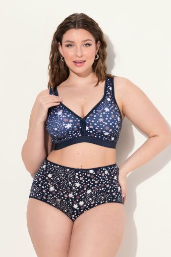 Star Print Underwire-Free Minimizer Bra