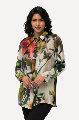 Silk Long Sleeve Floral Blouse