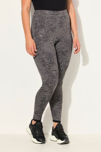 Animal Print Mesh Hem Leggings