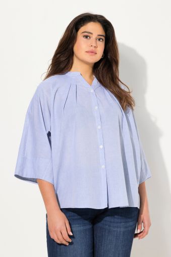 Pleated Batwing Button Down Shirt