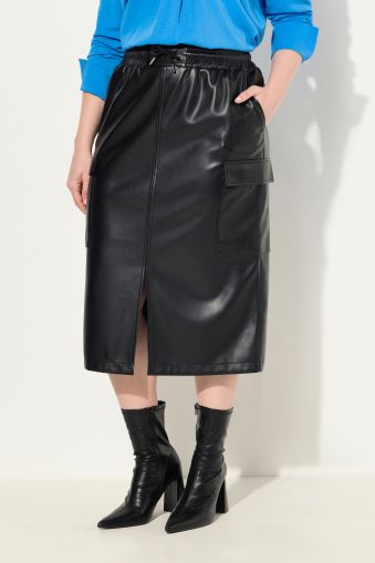 Faux Leather Cargo Skirt