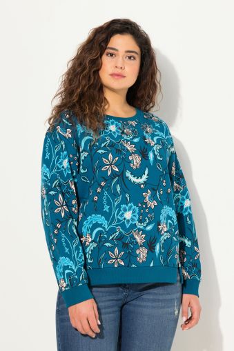 Beaded Floral Long Sleeve Sweatshirt