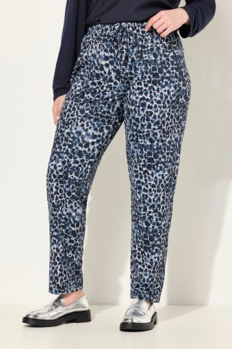 Leopard Print Elastic Waist Jersey Pants