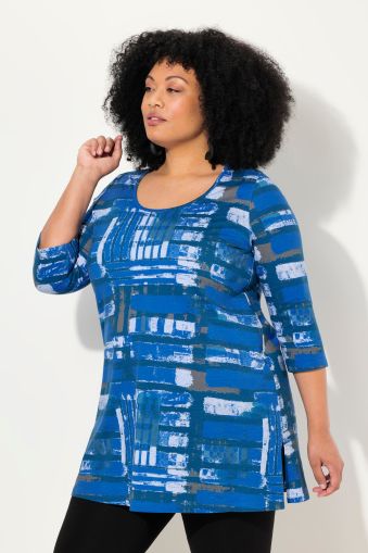 Graphic Print 3/4 Sleeve Knit Tunic