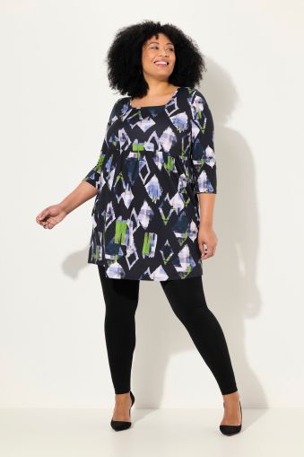 Geometric Print 3/4 Sleeve Knit Tunic