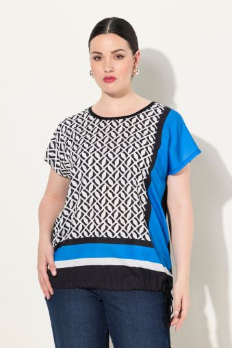 Patch Print Short Sleeve Blouse