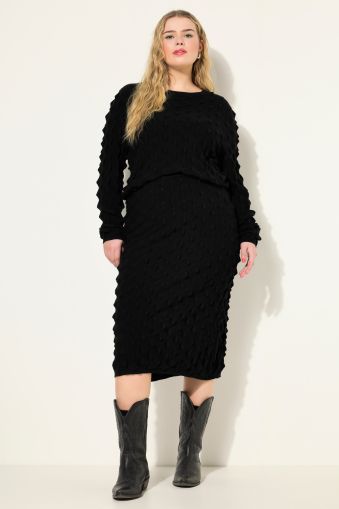 Bubble Texture Elastic Waist Sweater Skirt