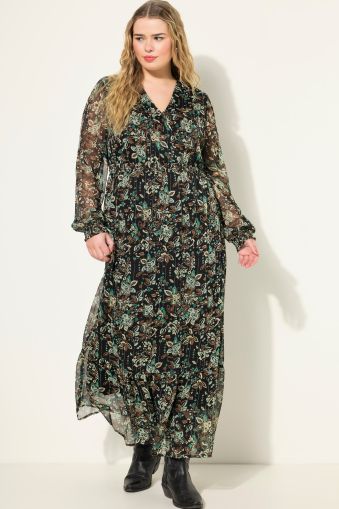 Floral Paisley Wrap Look Dress