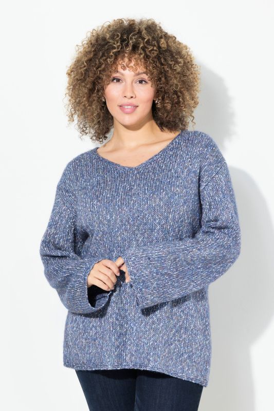 Heather Knit Long Sleeve V-Neck Sweater