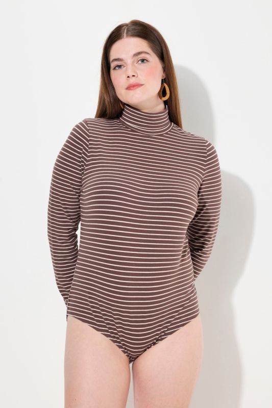 Eco Cotton Striped Long Sleeve Turtleneck Bodysuit