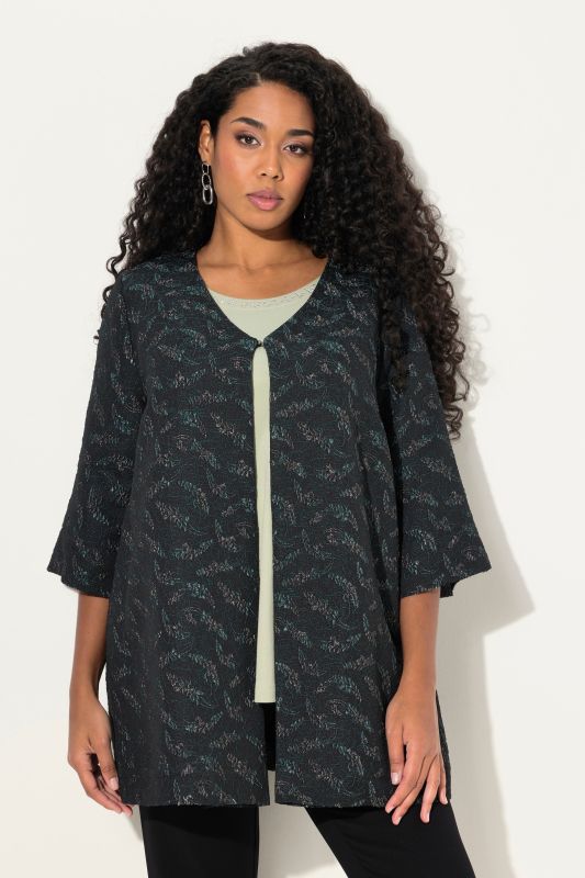 Leaf Jacquard Open Shape Jacket