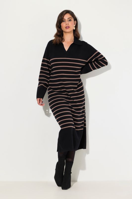 Breton Stripe Collared Knit Dress