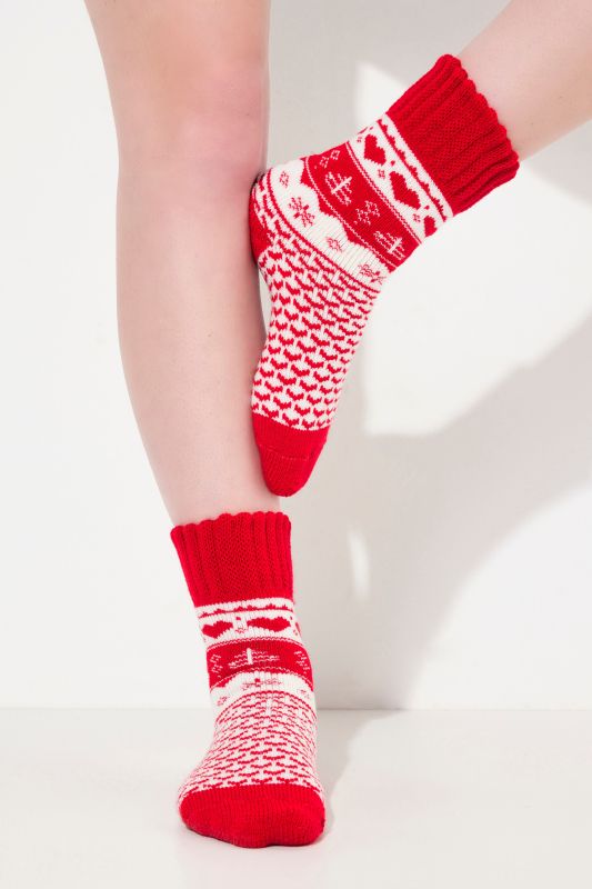 Christmas Print Scalloped Edge Socks