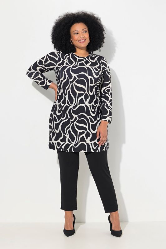 Matte Jersey Geometric Print Long Sleeve Tunic