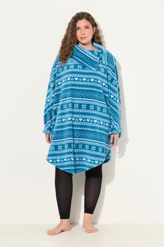 Alpine Striped Plush Loungewear Poncho