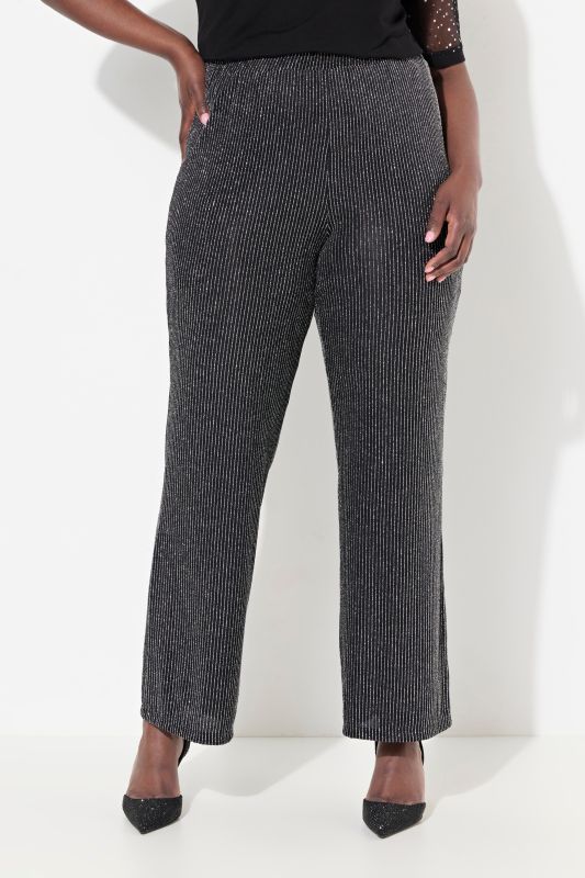 Sparkling Pinstripe Elastic Waist Pants