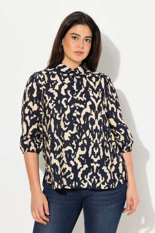 Oversized Abstract Print 3/4 Sleeve Blouse