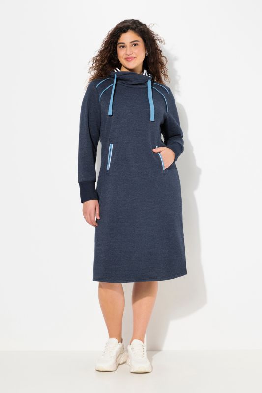 Contrast Color Stand-Up Collar Sweatshirt Dress