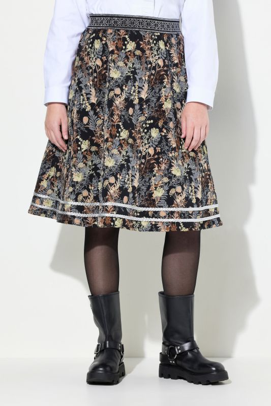 Floral Jacquard Midi Skirt